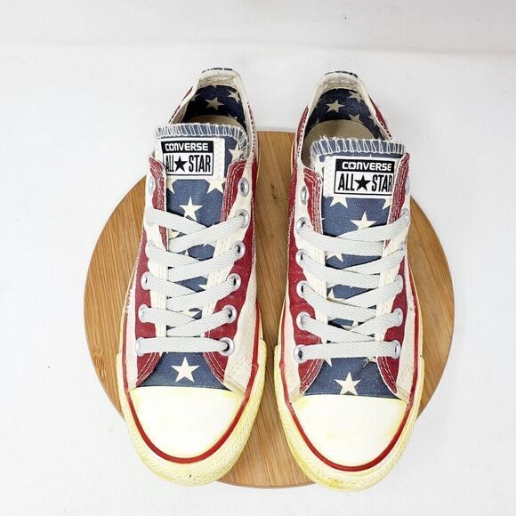 Converse Shoes Women 6.5 American Flag Red White Blue Patriotic July 4th Sneaker - Picture 1 of 13